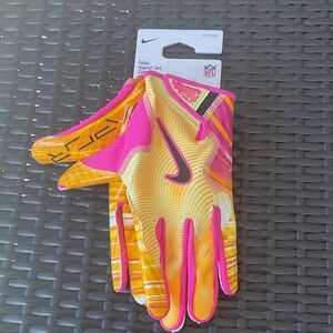 Nike Pink and Yellow Vapor Jet Football Gloves New XXL